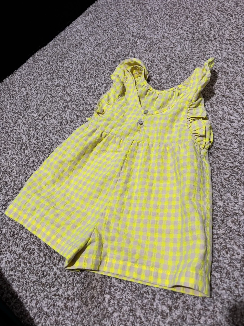 Zara Yellow Gingham Ruffle-Strap Romper